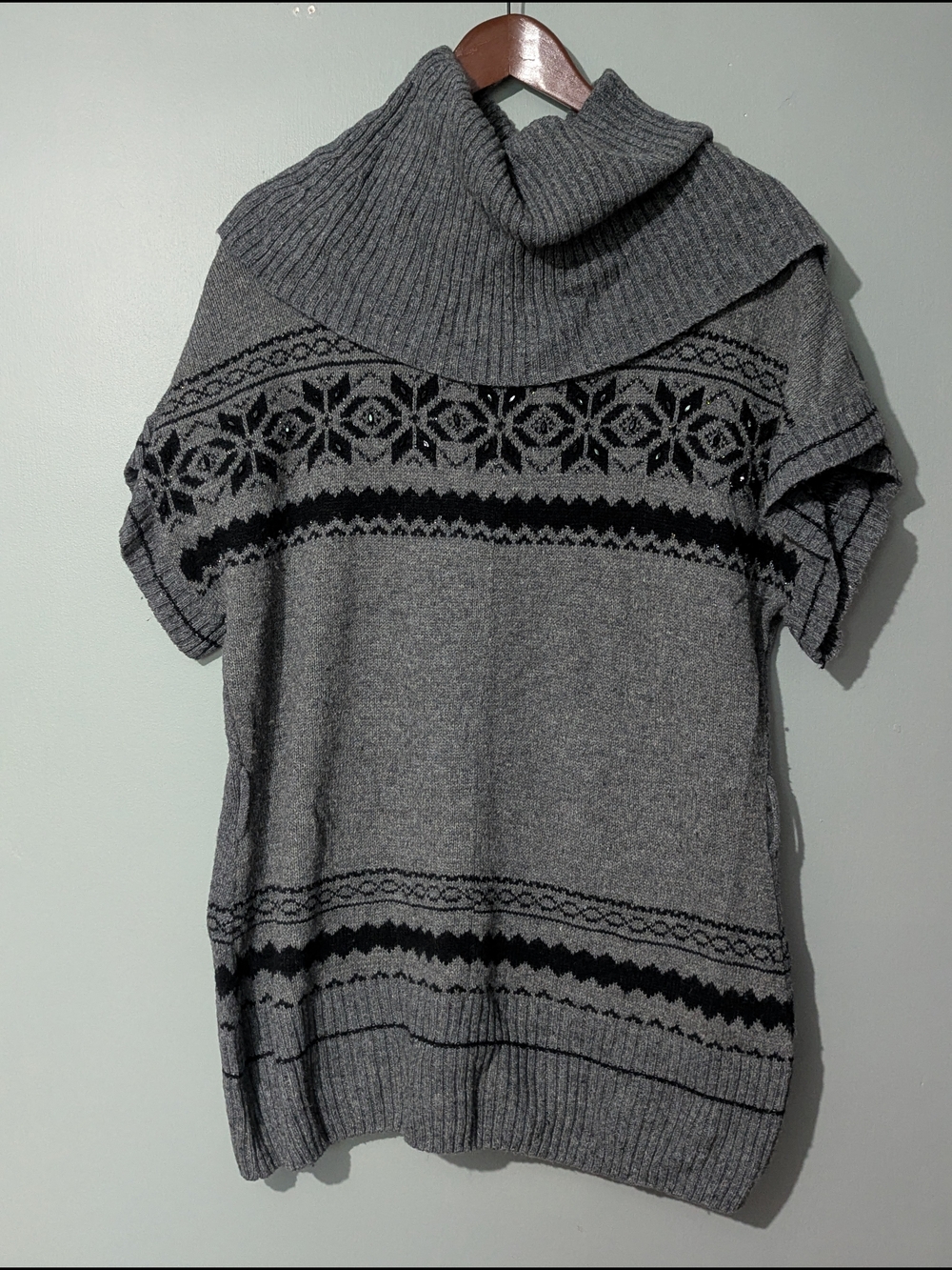 Fylo by Nylon Nordic Women's Wool Fair Isle Knit Cowl Neck Sweater Apres-ski